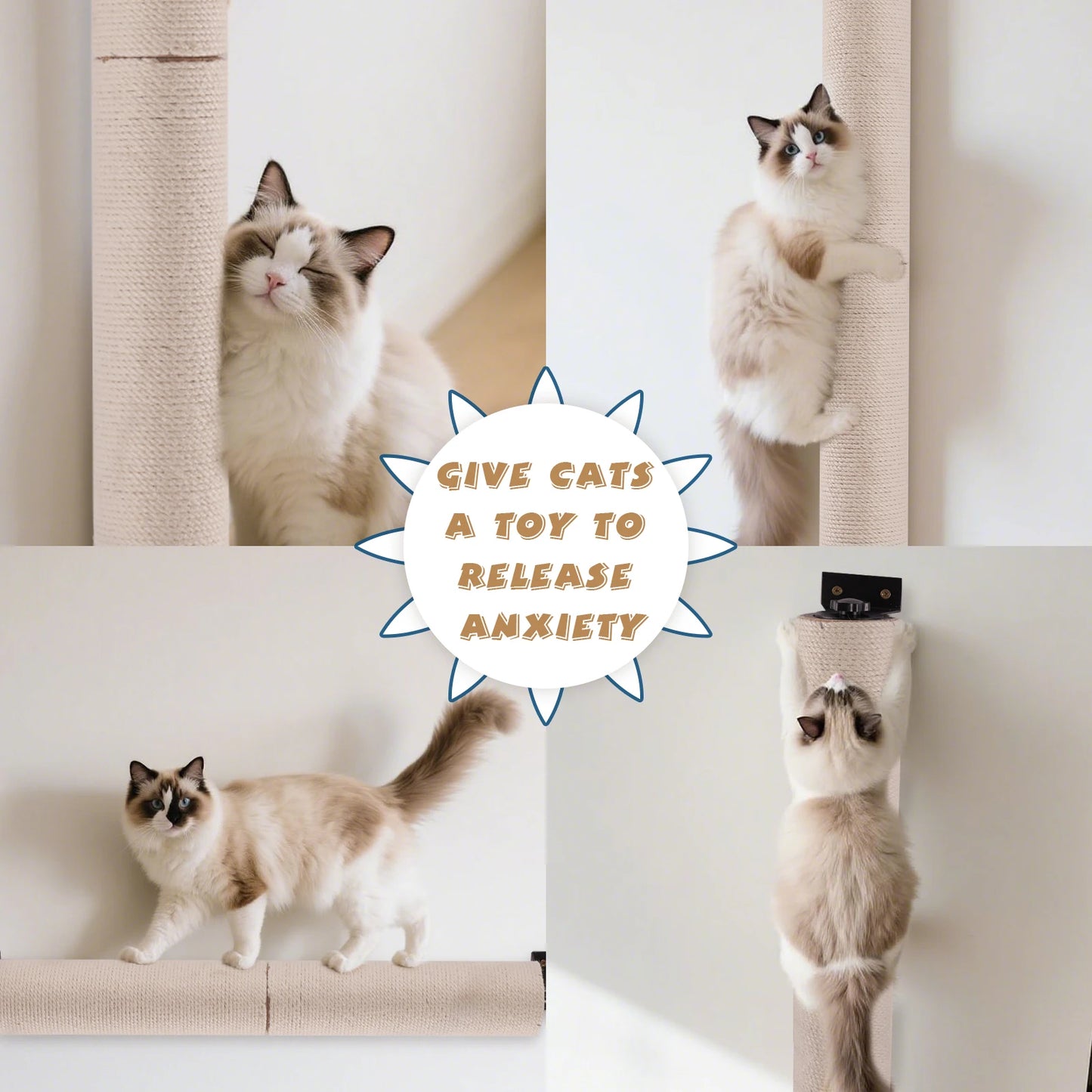 Cat Wall Mounted Scratching Post With Durable Hemp Rope