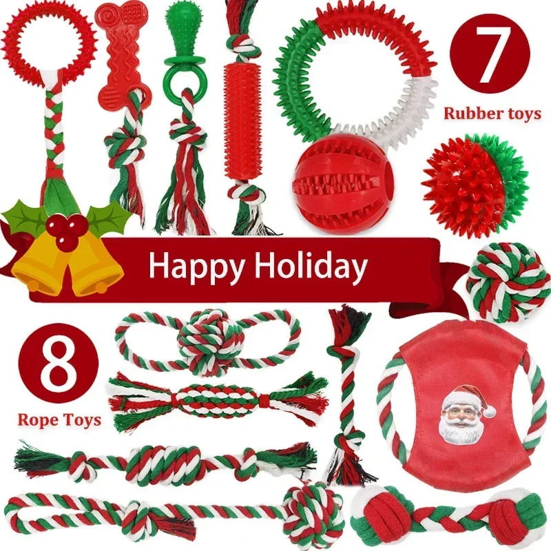 Christmas Dog Toys 15 Pack Chew Toys For Teething Puppies