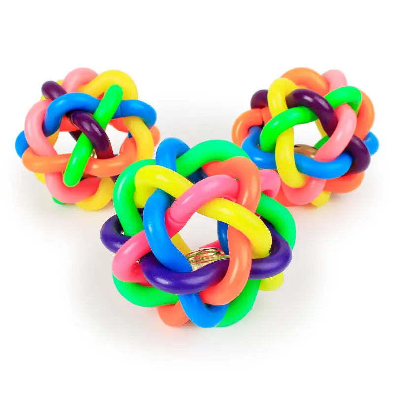 Colorful Bell Woven Dog Toy Bite Resistant Rubber Chew Toy