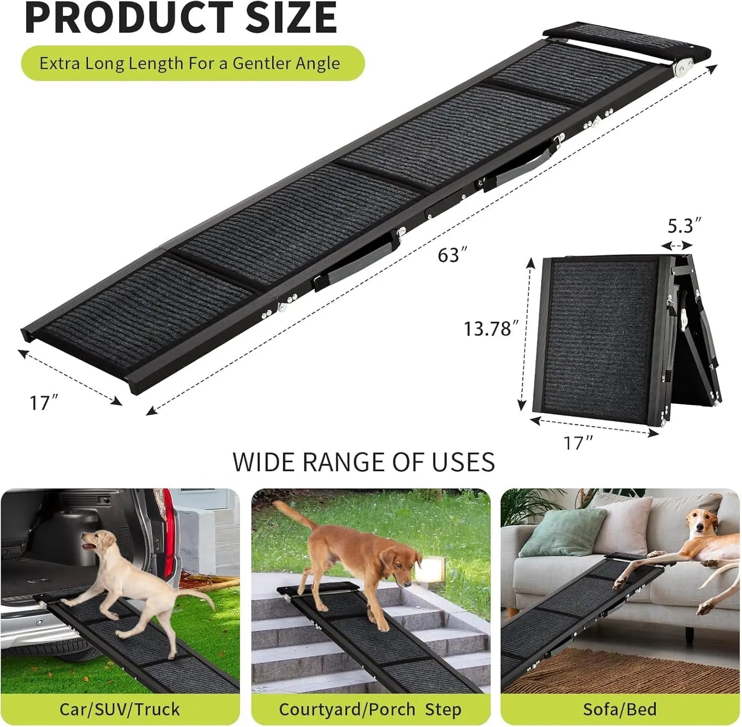 HiMISS Folding Car Ramp For Dogs, Portable Pet Steps