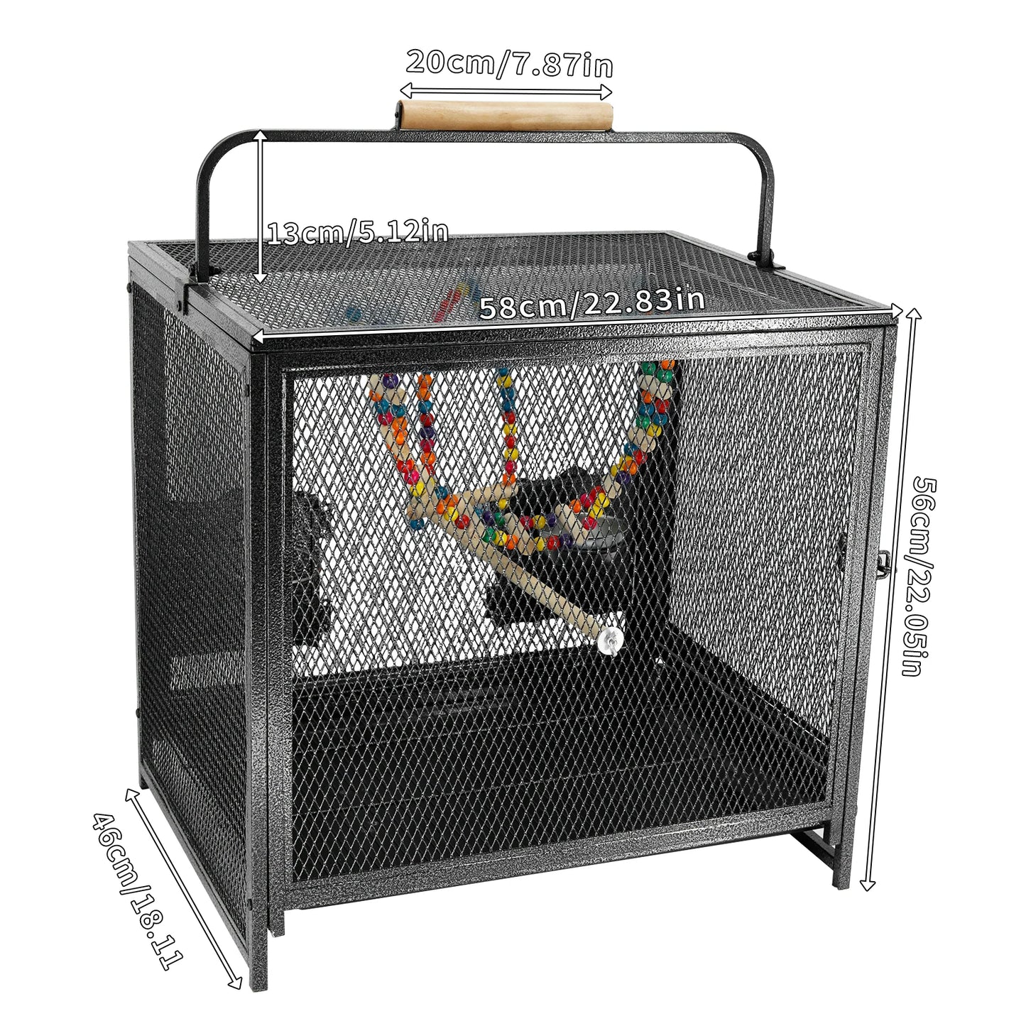 Wrought Iron Bird Travel Carrier Cage With Handle For Parrots