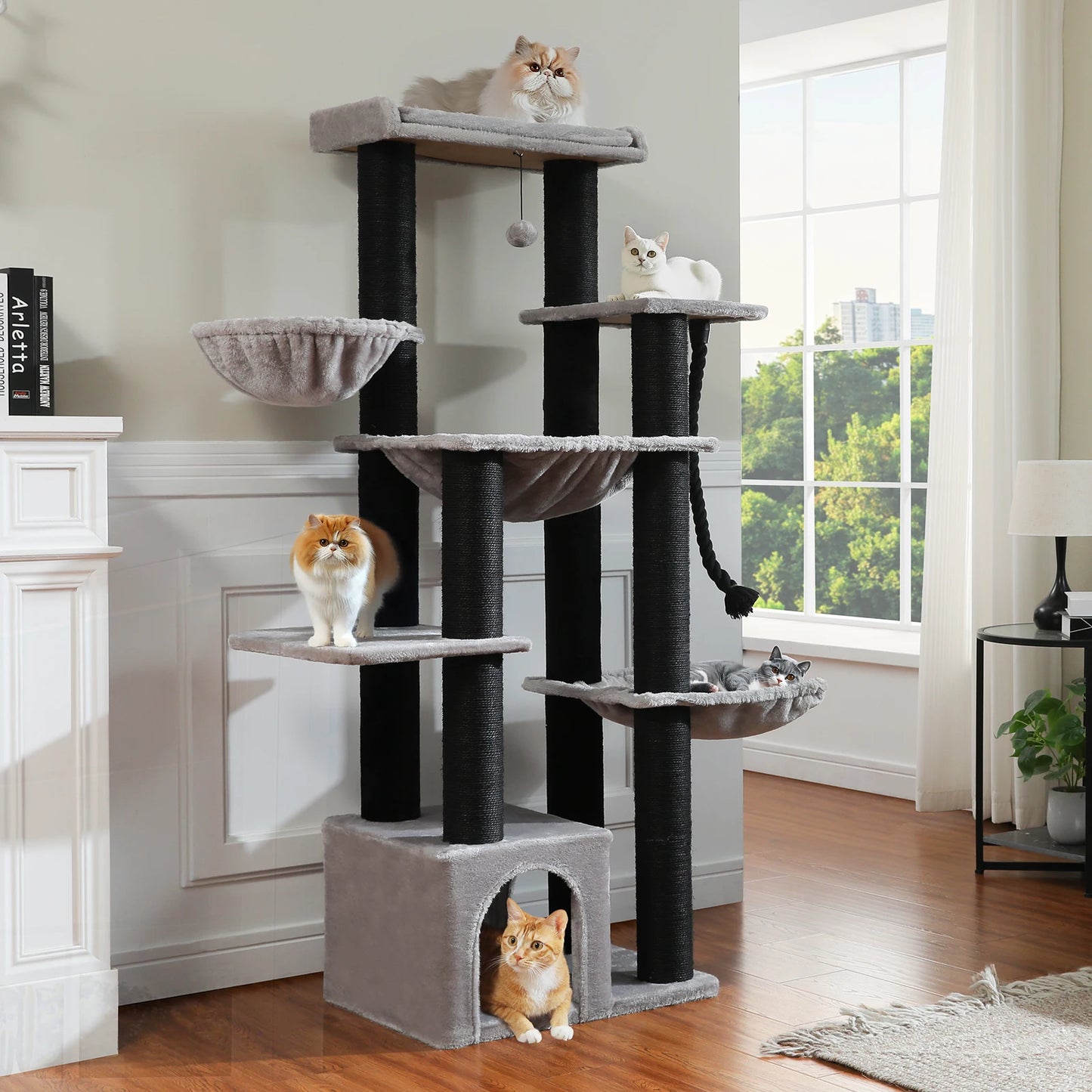 PAWZ Road Cat Tree Tower With Scratching Posts And Hammocks