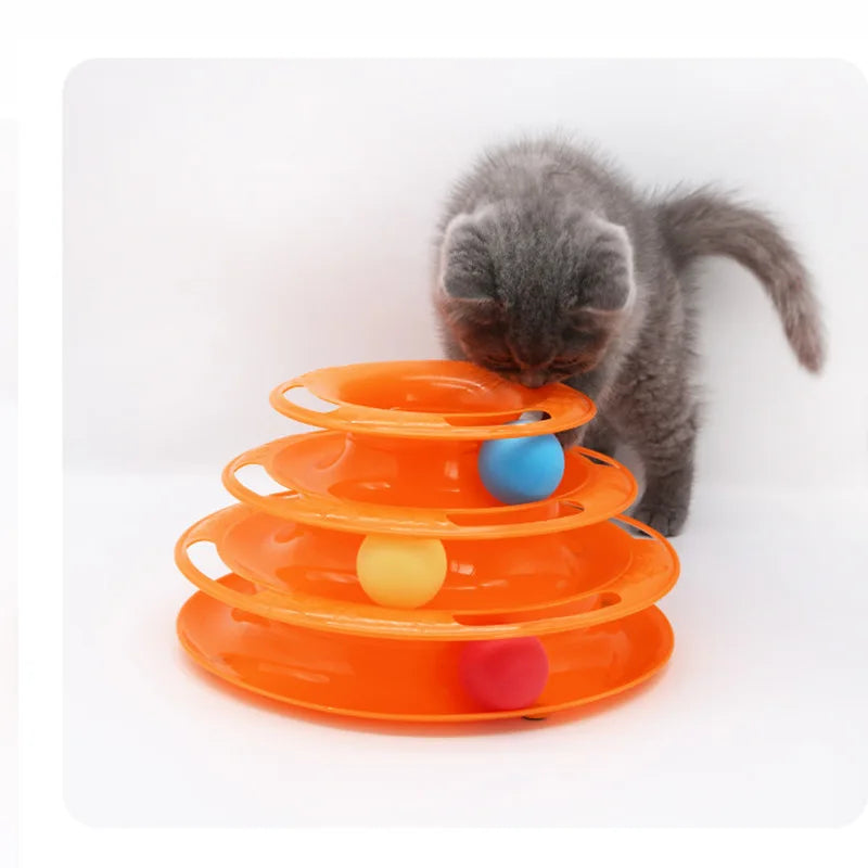 Cat Activity Tower With 4 Levels Track Tunnel Indoor Playhouse
