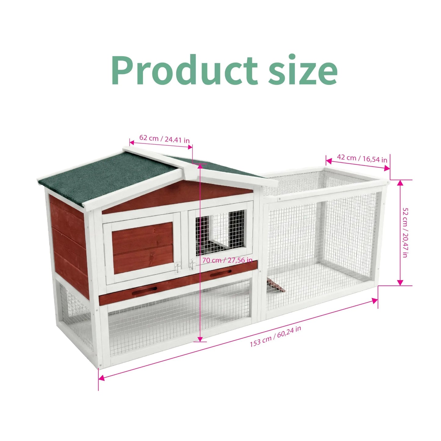 HiMISS Rabbit Hutch Outdoor Indoor With Non Slip Ramp