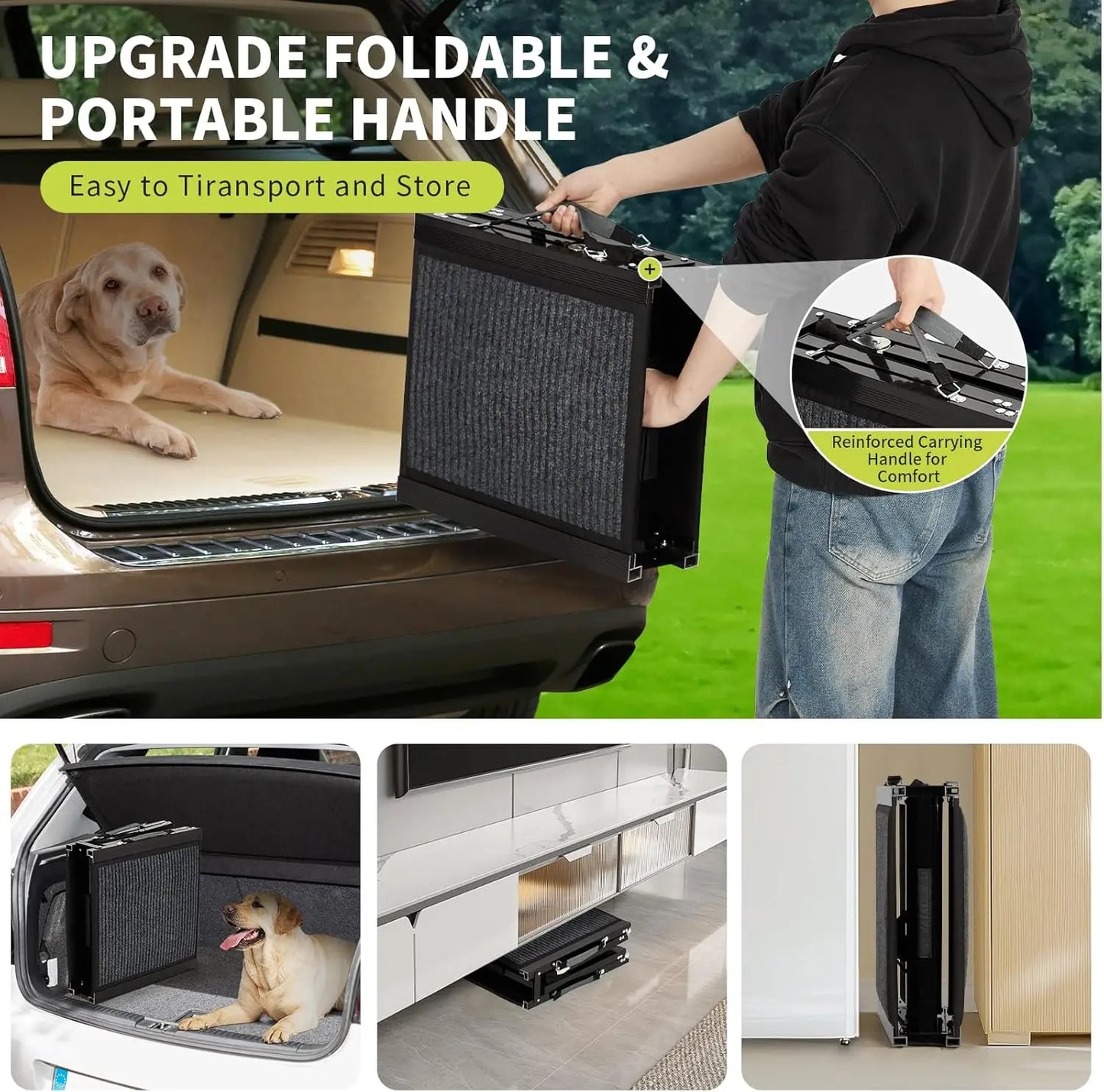 HiMISS Folding Car Ramp For Dogs, Portable Pet Steps
