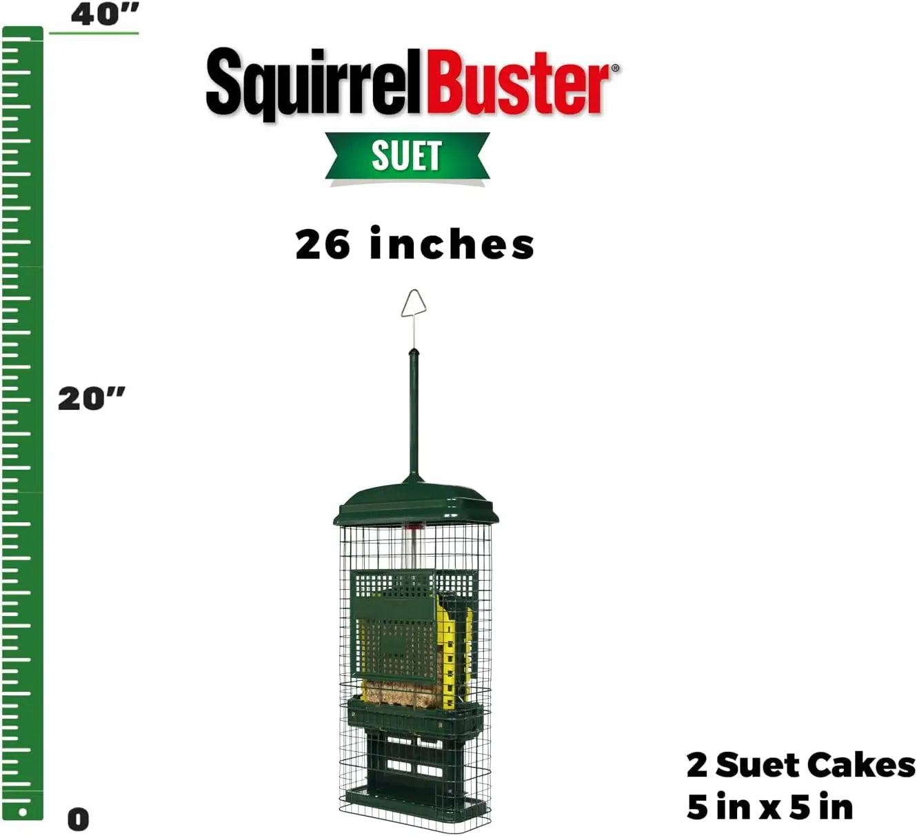Squirrel-Proof Suet Bird Feeder With Two Trays And Easy Clean