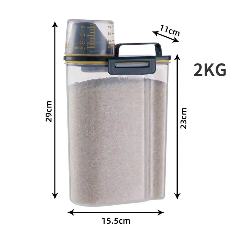 Dog And Cat Food Storage Container With Measuring Cup