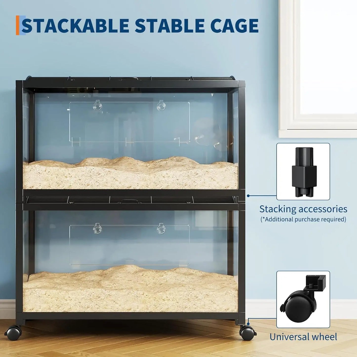 HiMISS Chew-Proof Metal Hamster Cage Stackable Small Animal Habitat
