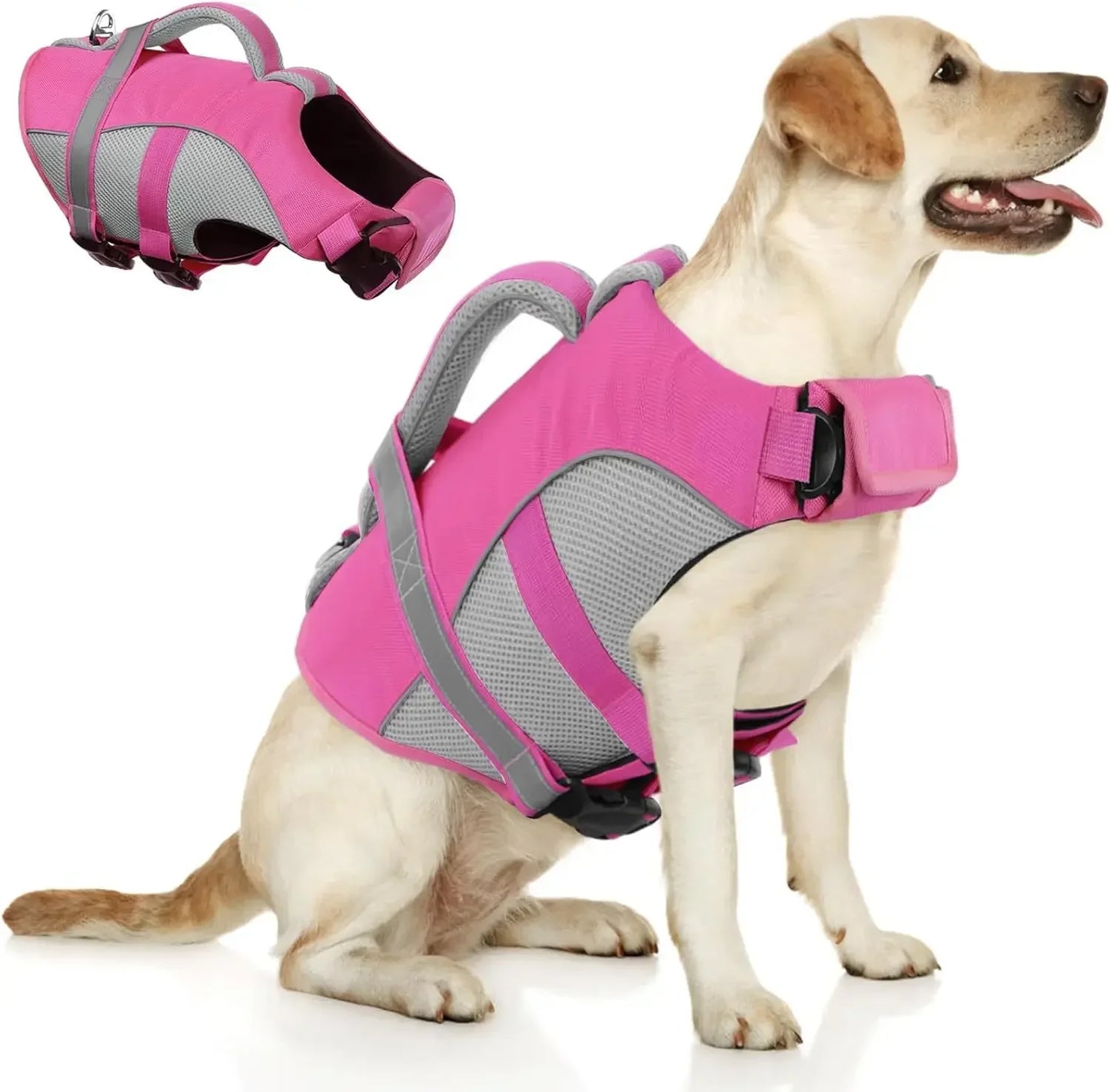 Durable Mesh Dog Life Jacket With Ergonomic Rescue Handle Reflective