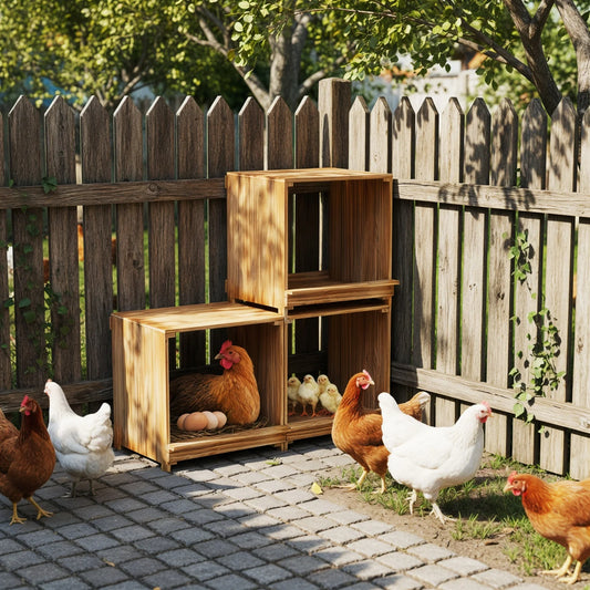 Bingopaw 3 Compartment Pine Wood Chicken Nesting Box for Eggs