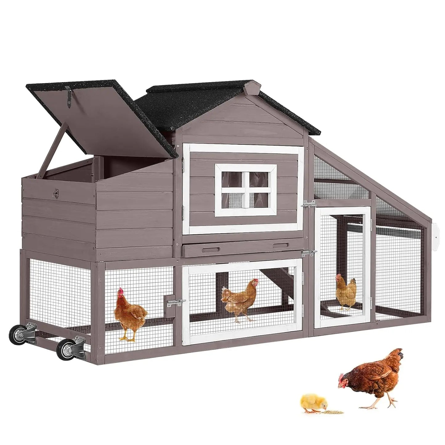 Mobile Chicken Coop On Wheels For 2-4 Chickens Outdoor Shelter
