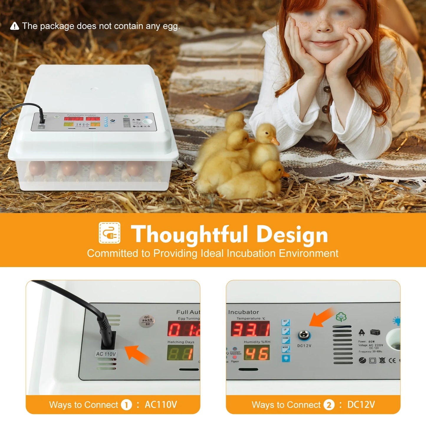 64 Egg Incubator With Auto Turning And Digital Temperature Control
