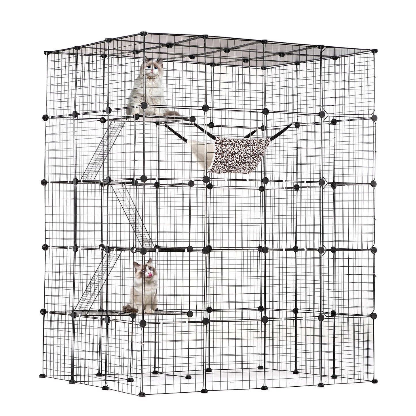 SucceBuy Cat Cage Detachable Wire Enclosure With Front Doors