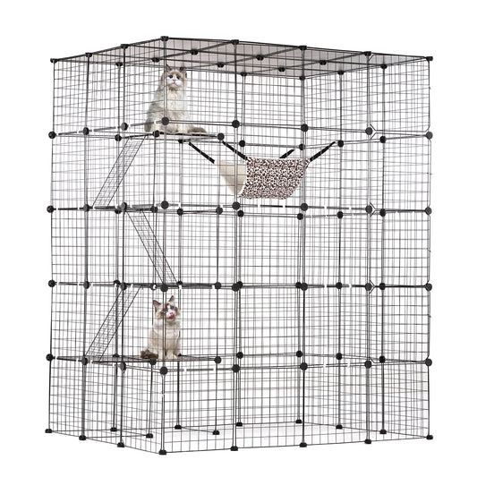 SucceBuy Cat Cage Detachable Wire Enclosure With Front Doors