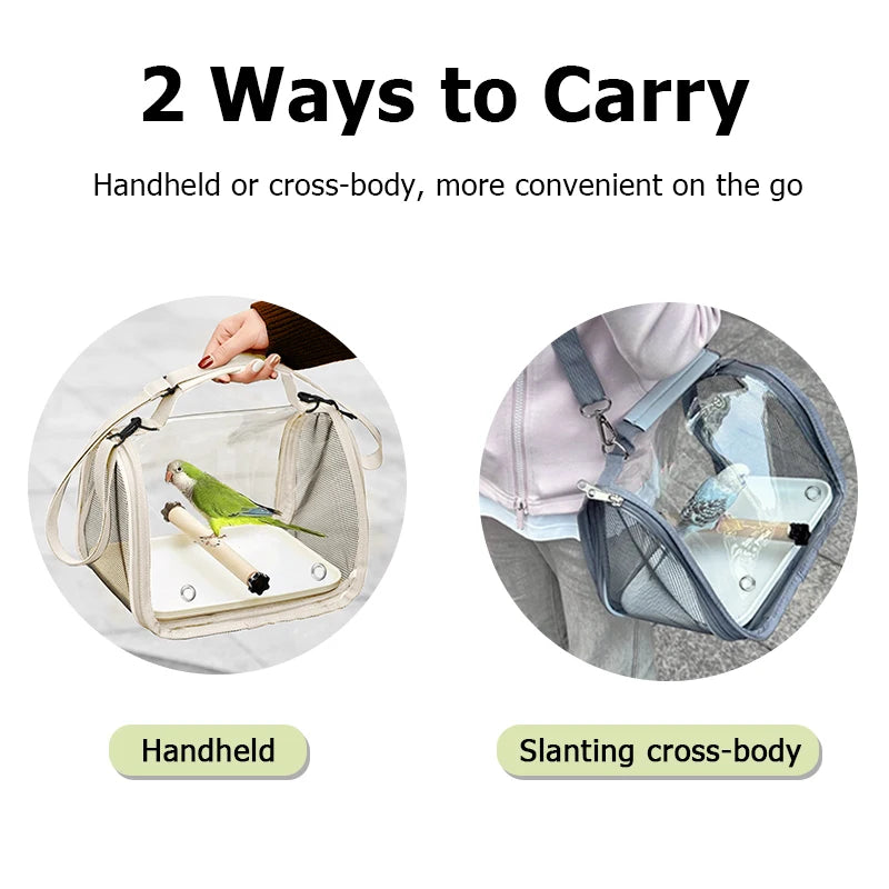 Portable Bird Travel Bag With Stand And Removable Straps Breathable