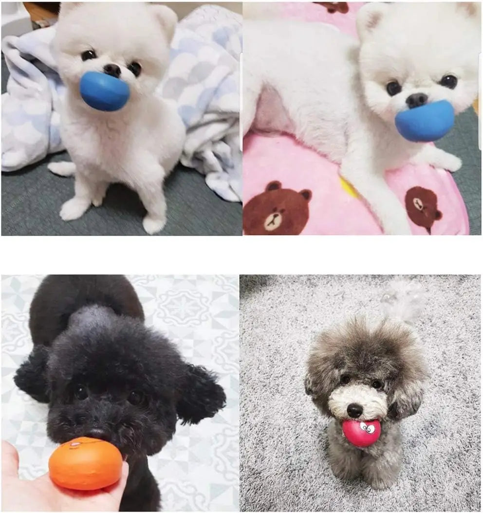 Smile Face Dog Squeaky Balls For Small Puppies Latex Toys