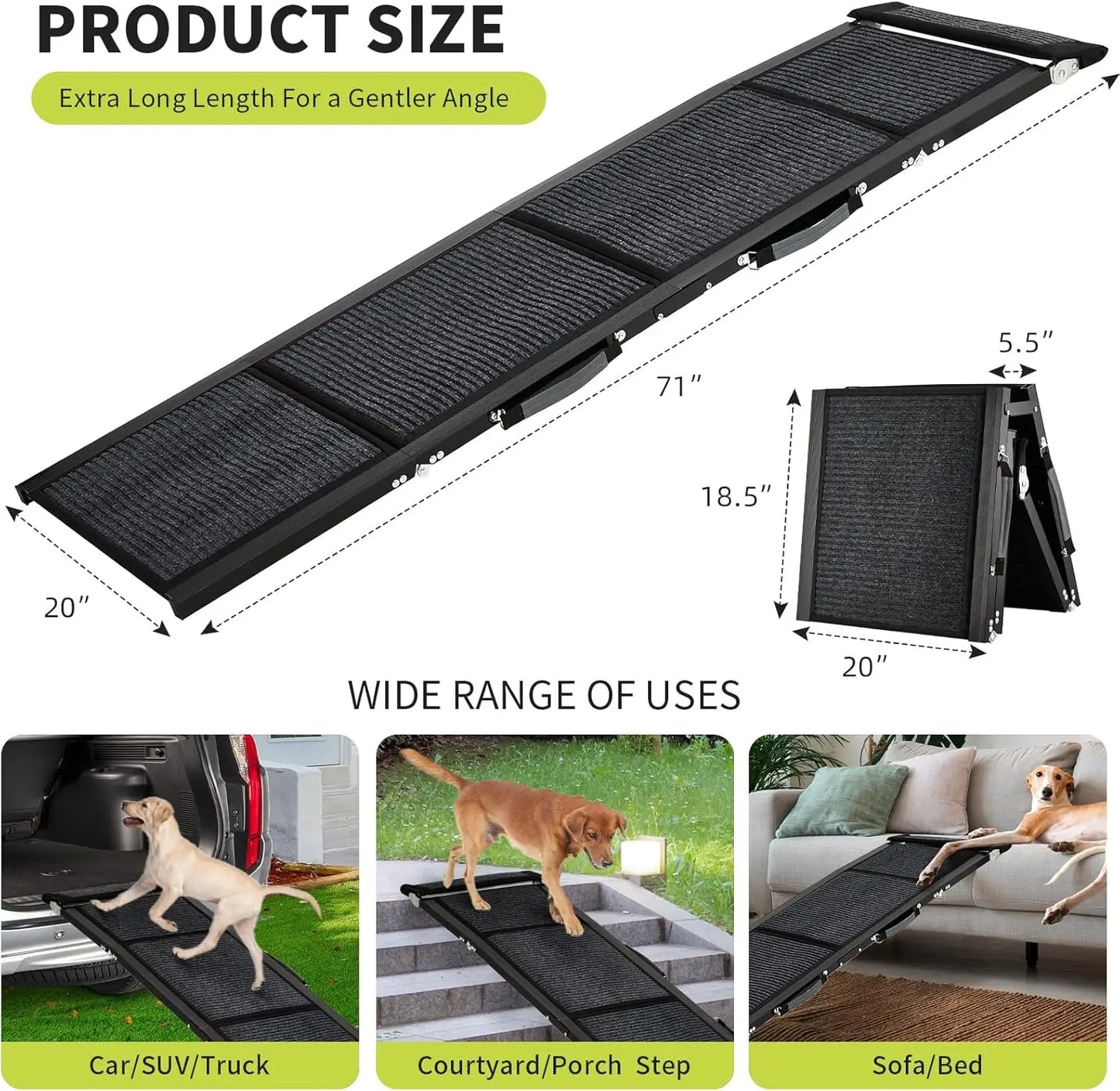 HiMISS Folding Car Ramp For Dogs, Portable Pet Steps