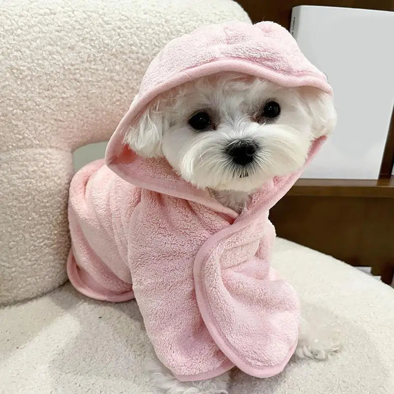LKEEP Pet Bathrobe Towel With Cap Super Absorbent After Bath