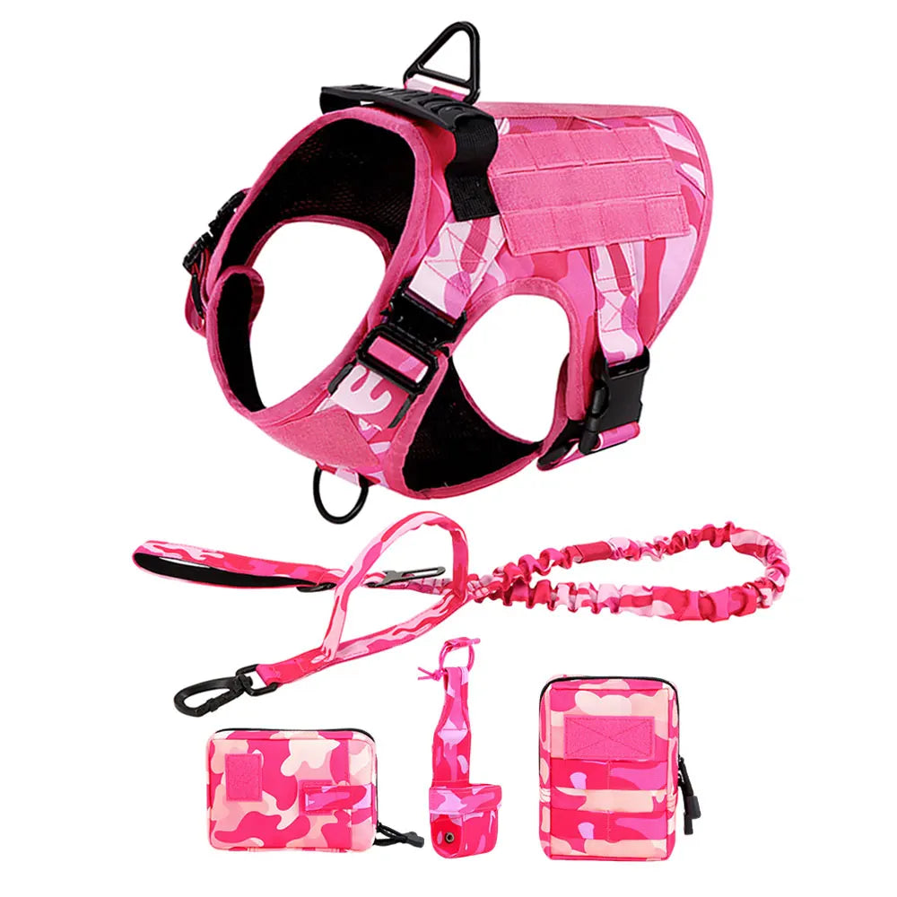 Military Camouflage Nylon Dog Harness With Adjustable Vest