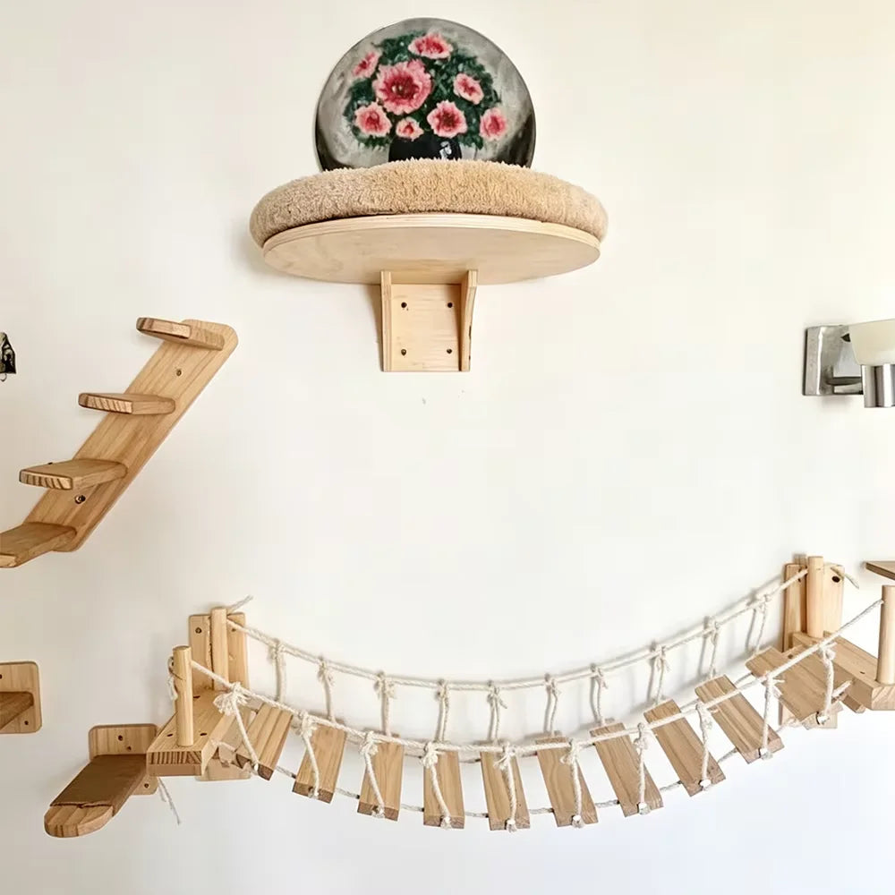 Wall Mounted Cat Rope Bridge With Sisal Climbing For Cats