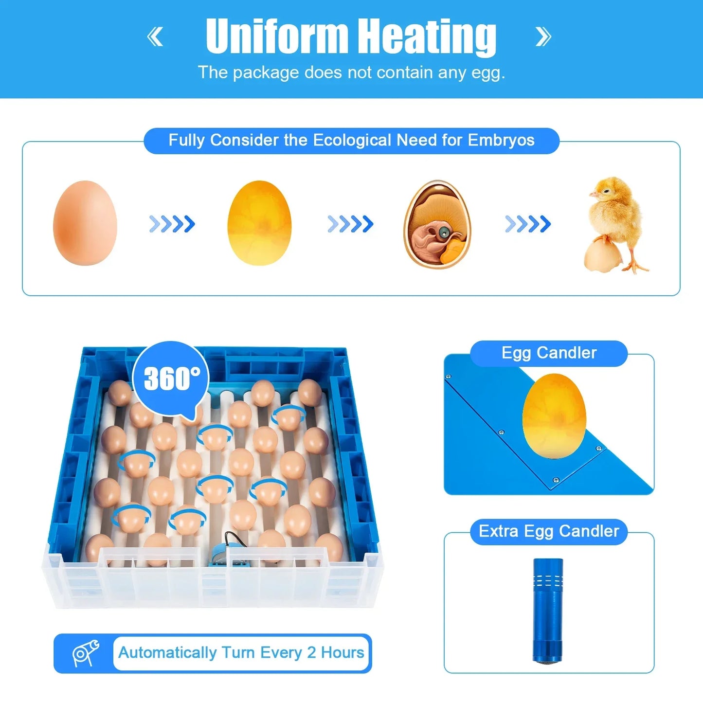 64 Egg Incubator With Automatic Turner And Digital Thermostat