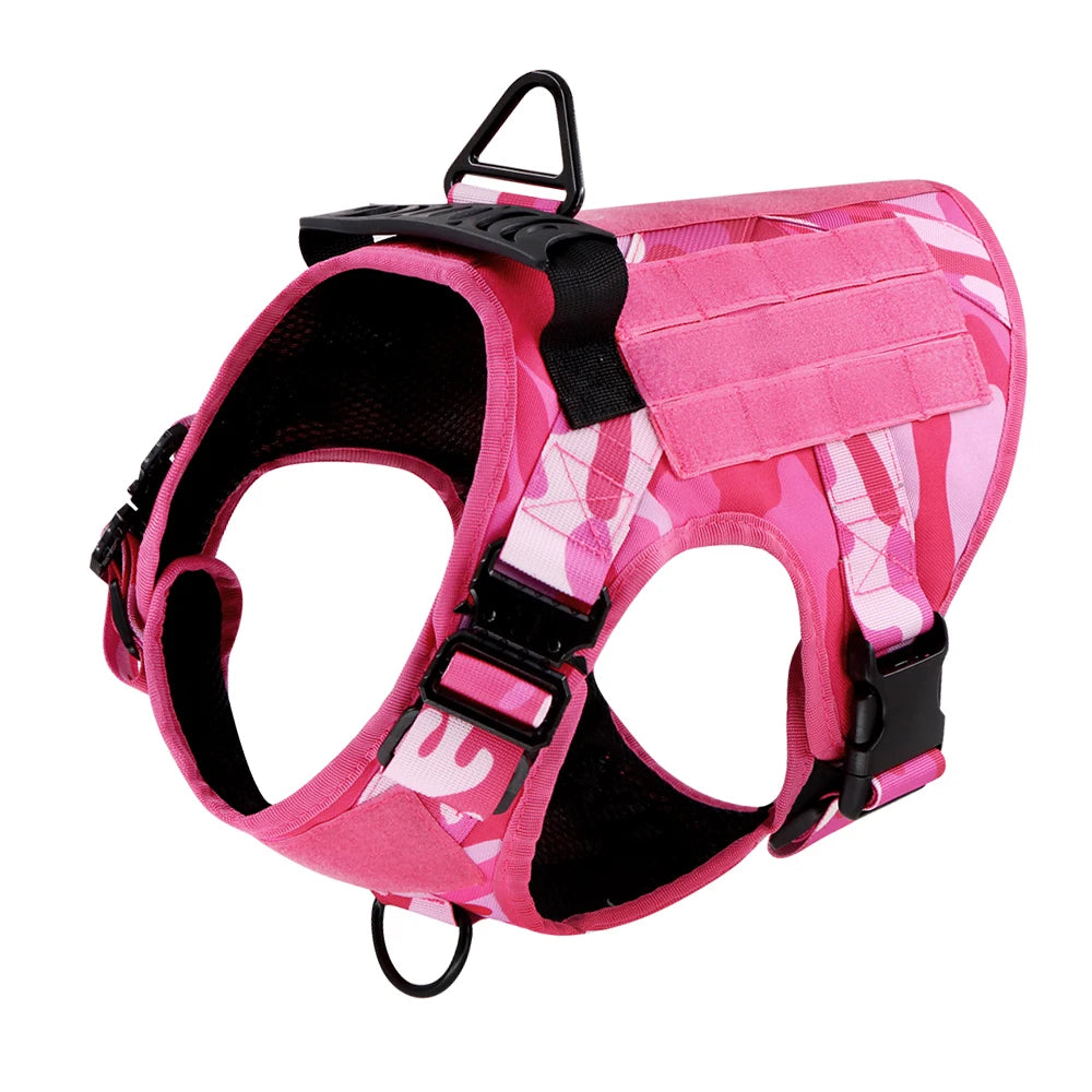 Military Camouflage Nylon Dog Harness With Adjustable Vest
