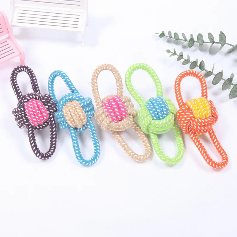 VZZ Interactive Cotton Rope Dog Ball Chew Toy Puppy