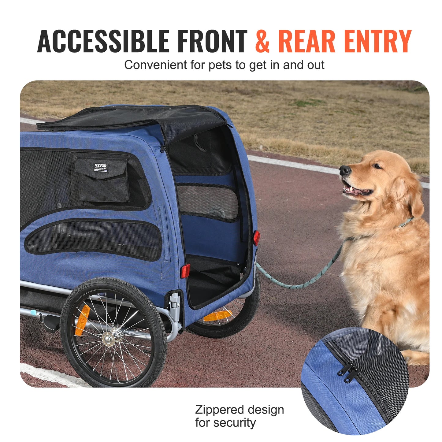 Pet Bicycle Trailer Carrier for Dogs Collapsible With Reflectors