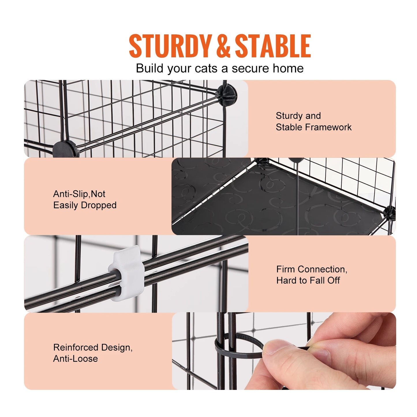 SucceBuy Cat Cage Detachable Wire Enclosure With Front Doors