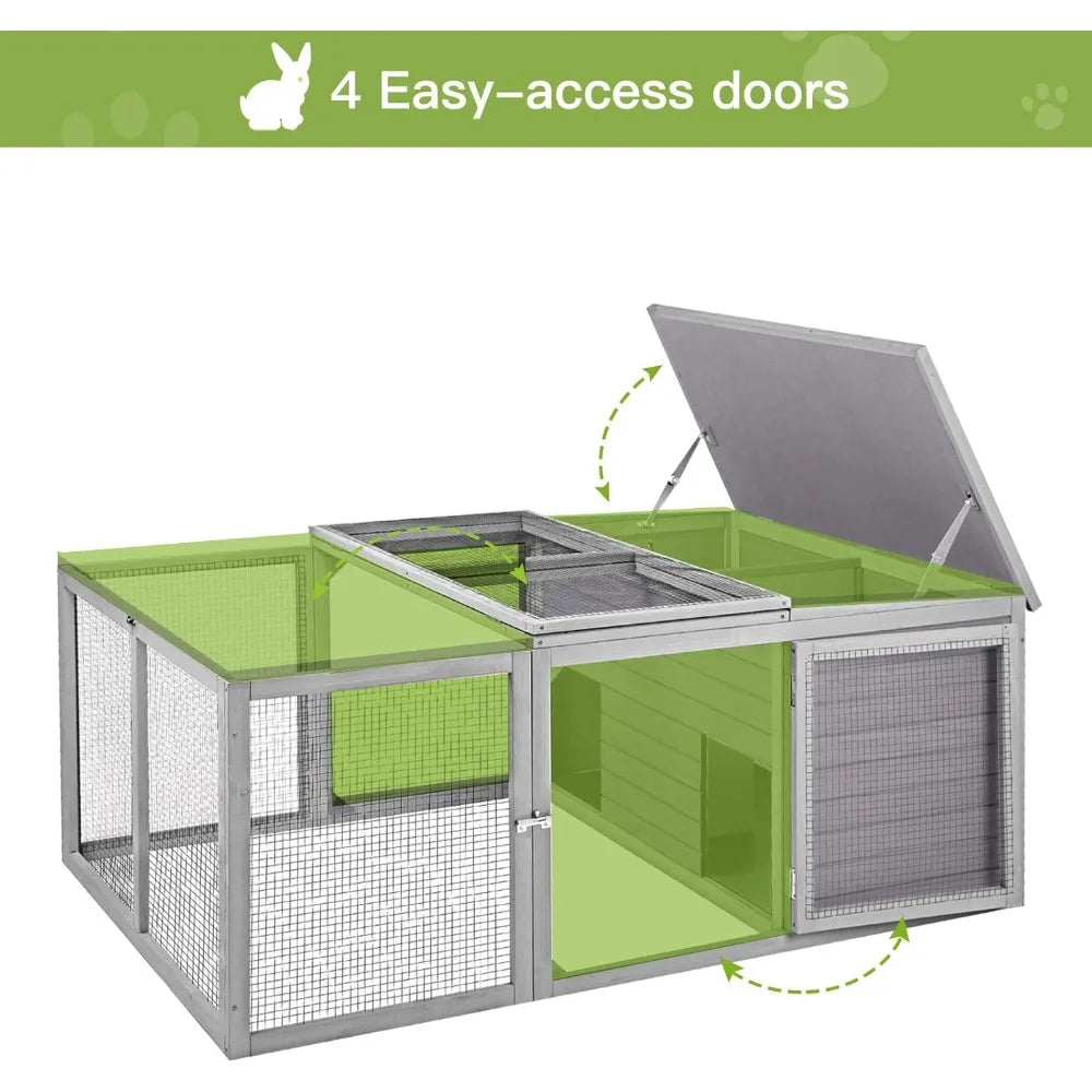 Indoor Rabbit Hutch With Large Outdoor Run For Small Animals