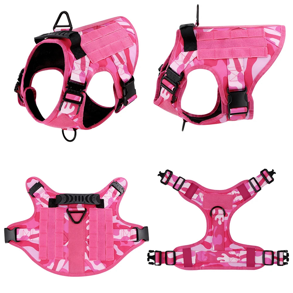 Military Camouflage Nylon Dog Harness With Adjustable Vest