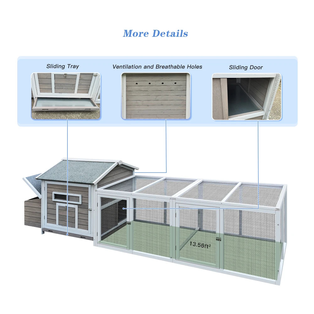 Wooden Chicken Coop Hen House With Nesting Box And Tray