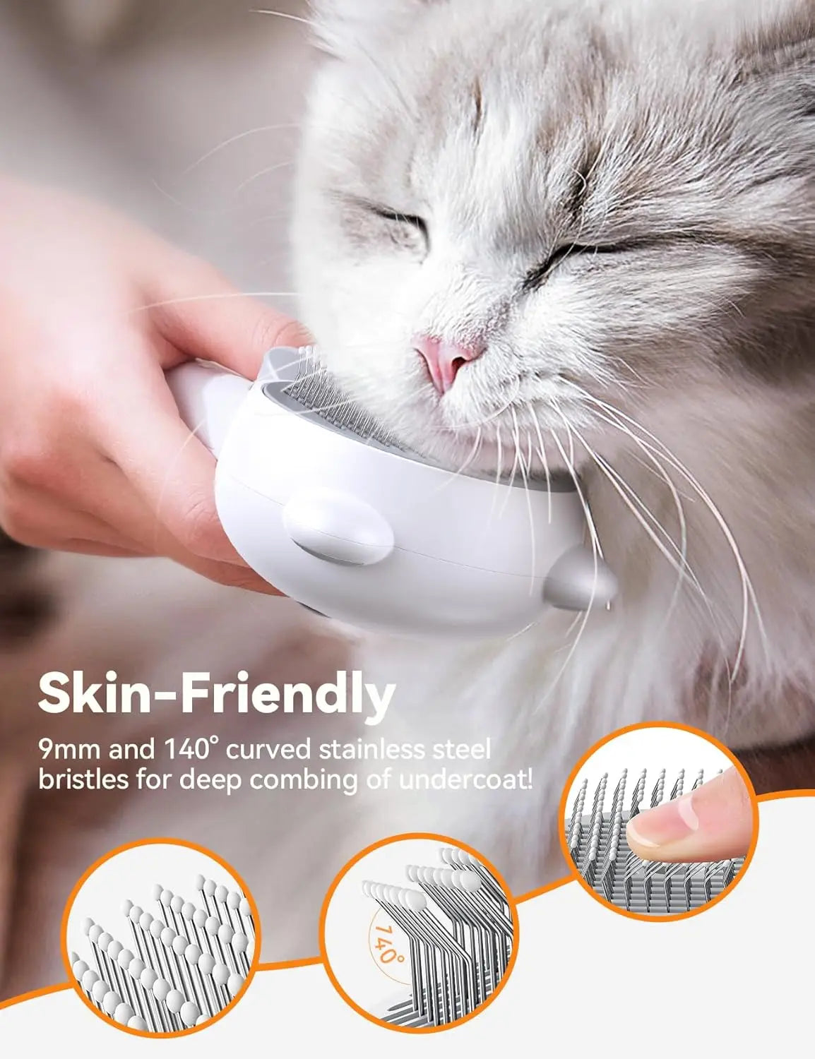 Cat Steam Brush With Release Button Dual Speed Spray