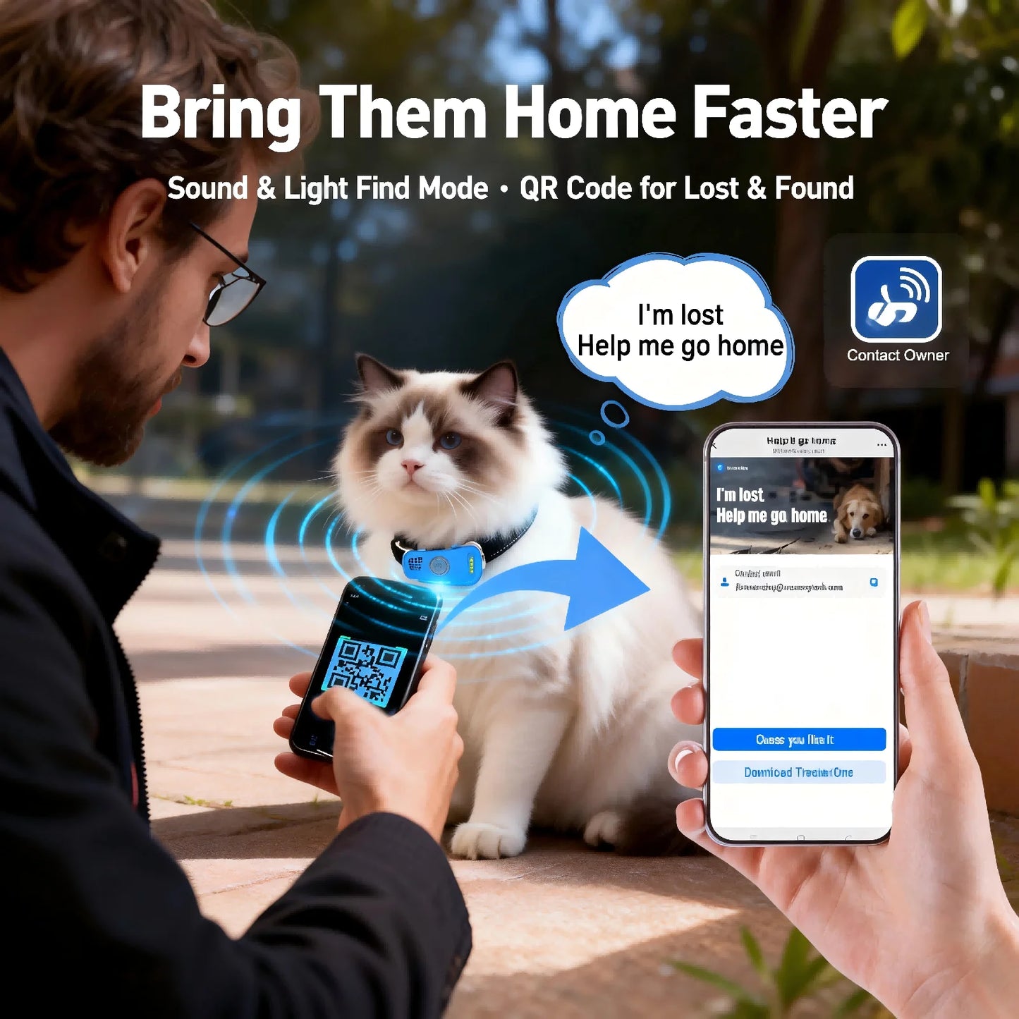 WANWAYTECH GPS Pet Tracker for Dogs and Cats Tracking
