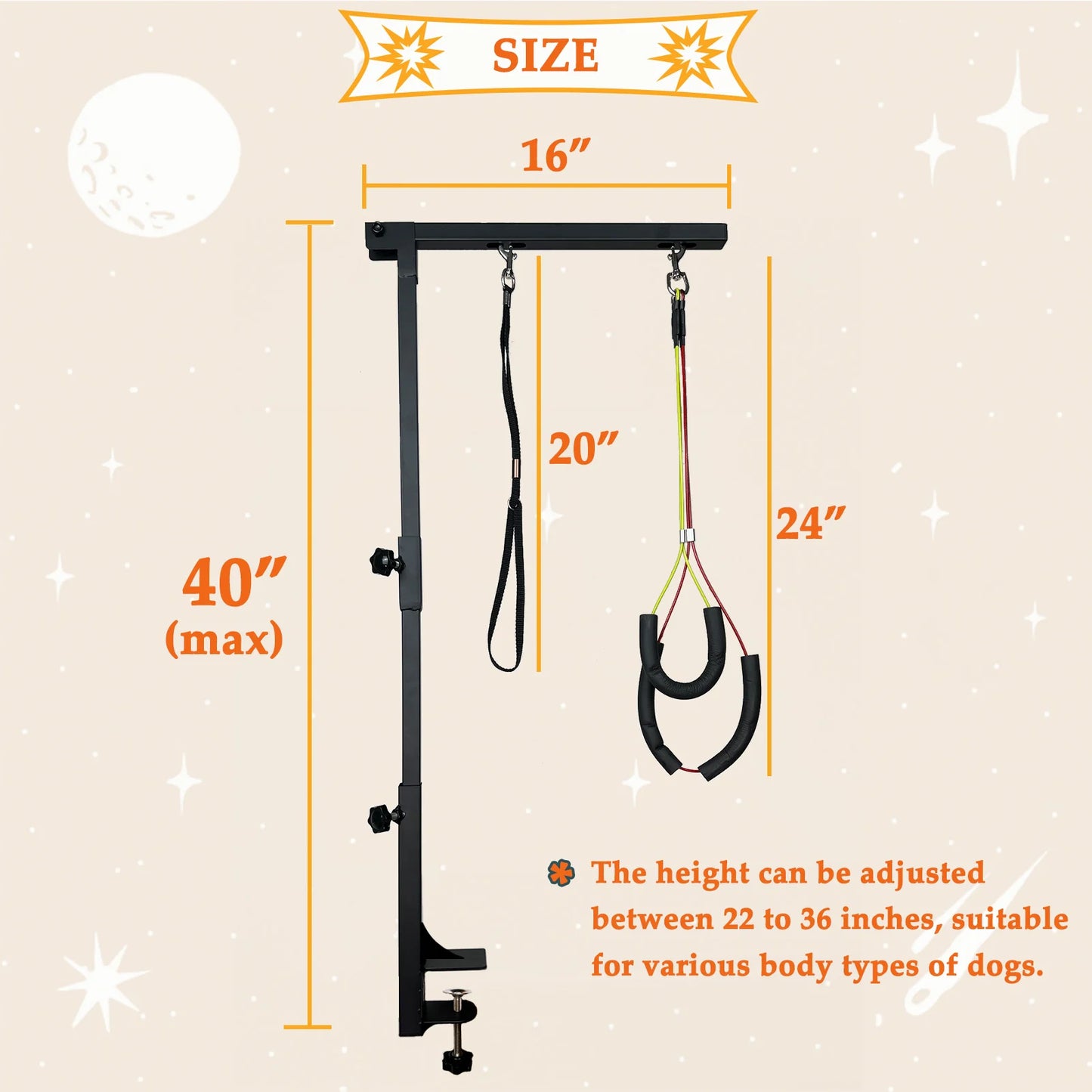 Adjustable Dog Grooming Arm With Clamp And Two Loops