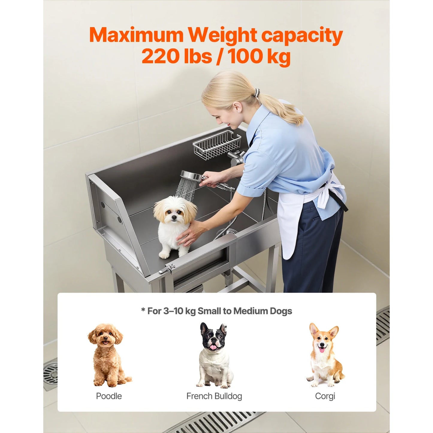 SucceBuy Dog Washing Station Stainless Steel With Shower Faucet