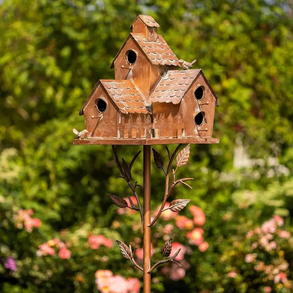 Multi-Birdhouse Stakes With Adjustable Directions For Gardens