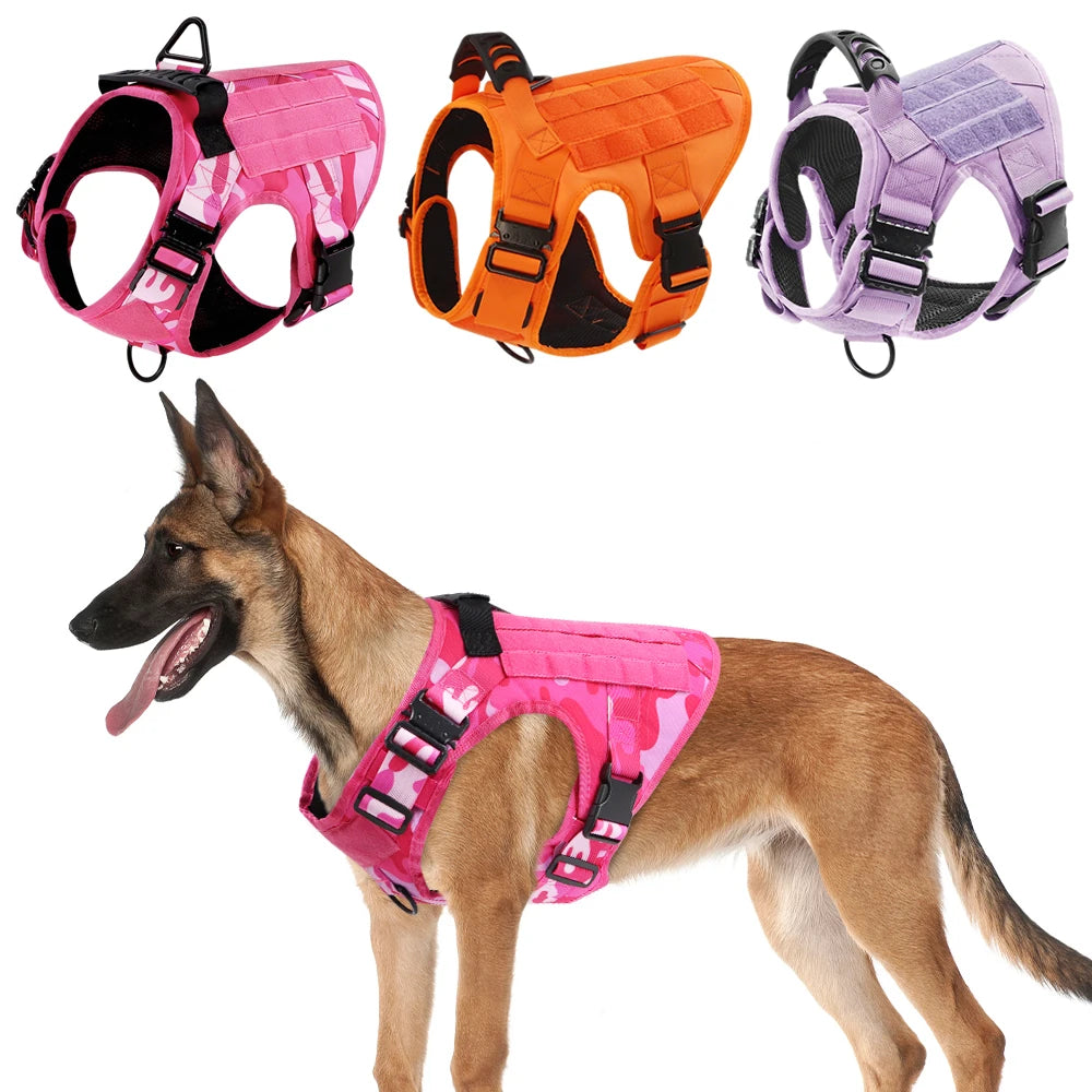 Military Camouflage Nylon Dog Harness With Adjustable Vest