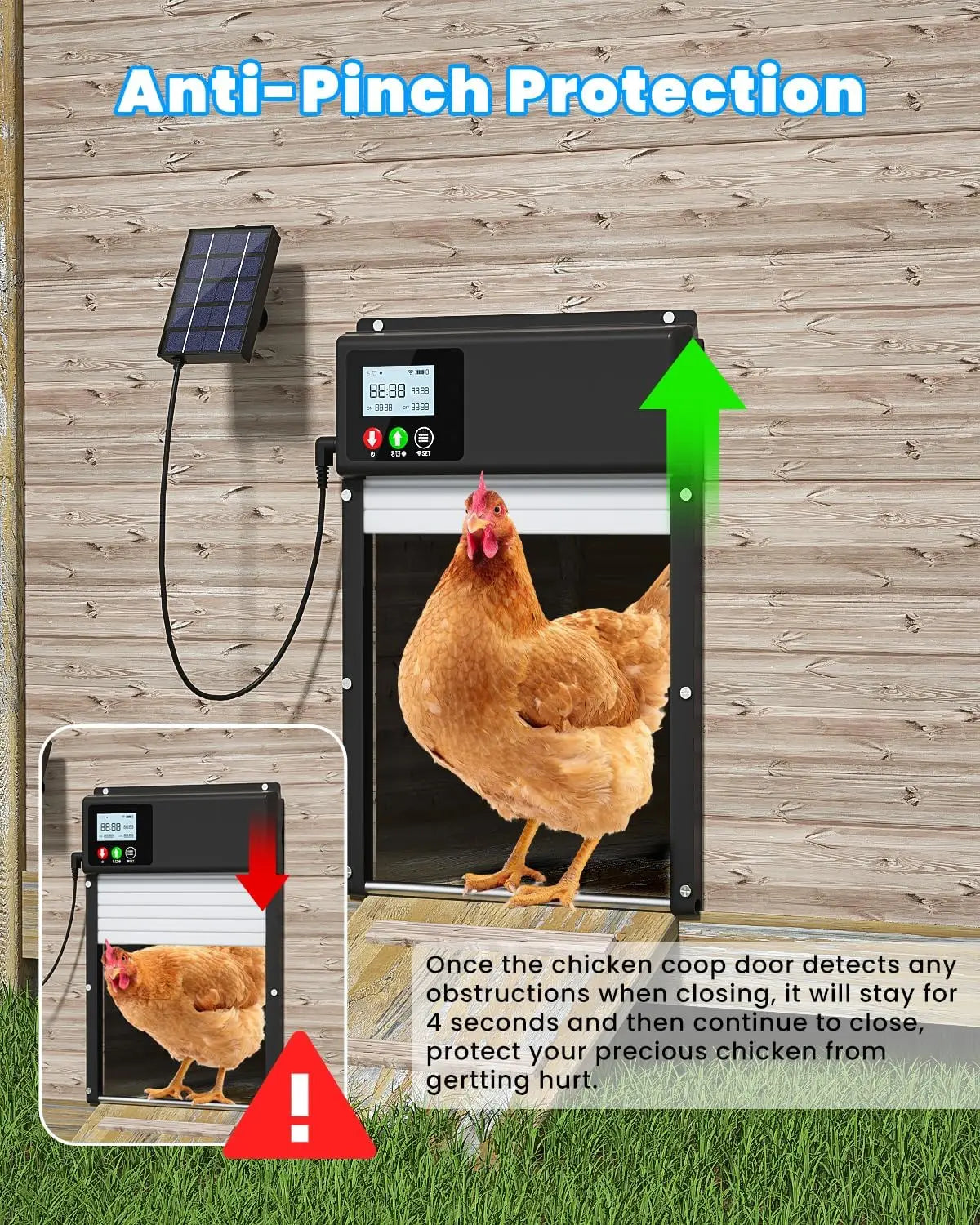 WiFi Automatic Chicken Coop Door Opener With Solar Battery