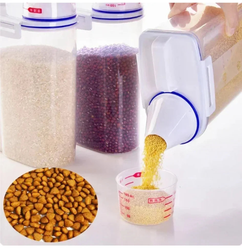 Dog And Cat Food Storage Container With Measuring Cup