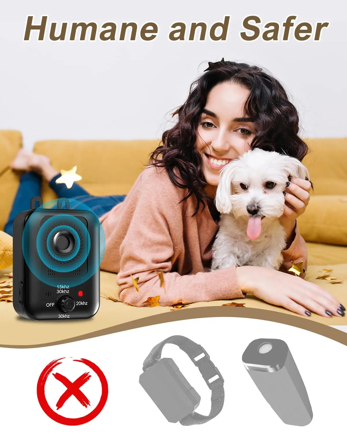 PetEdu Rechargeable Ultrasonic Dog Bark Deterrent Indoor Outdoor