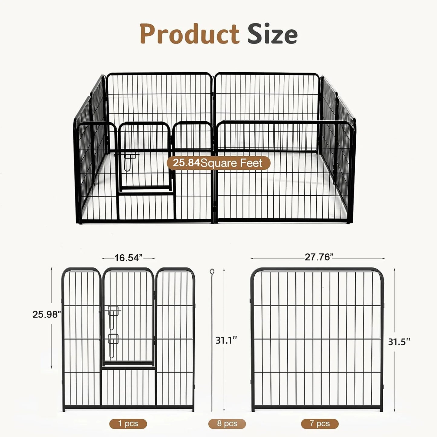 JHK Metal Dog Playpen Foldable Indoor Outdoor Fence