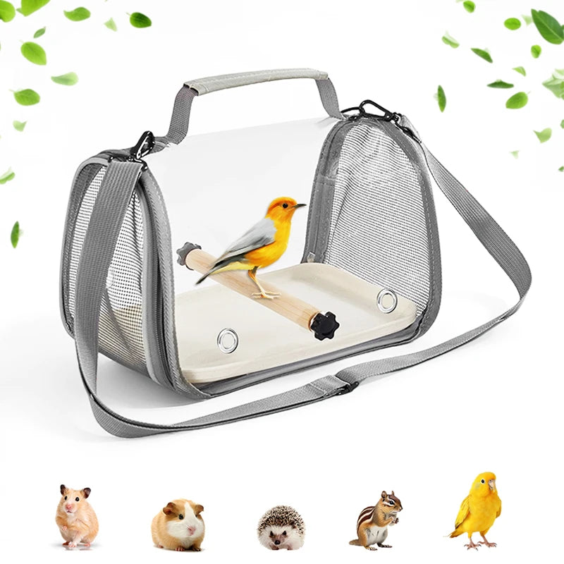 Portable Bird Travel Bag With Stand And Removable Straps Breathable