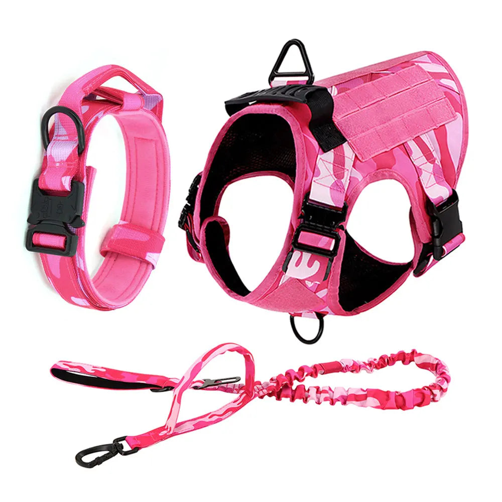 Military Camouflage Nylon Dog Harness With Adjustable Vest