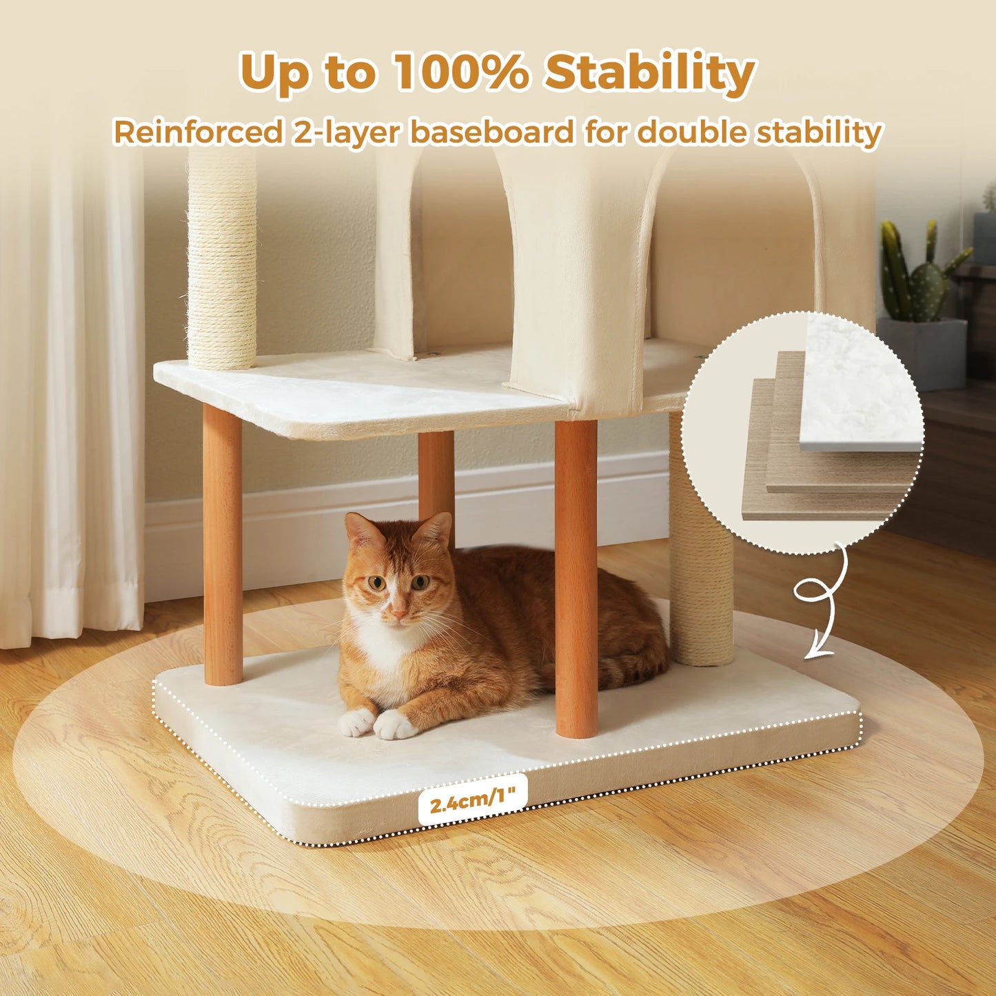 PAWZ Road Modern Cat Tree For Indoor Cats Four-Tier