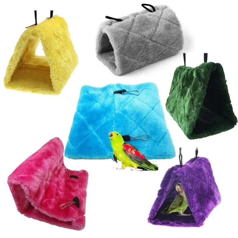 Pet Bird Parrot Cage With Warm Hammock Hut Tent Sleeping