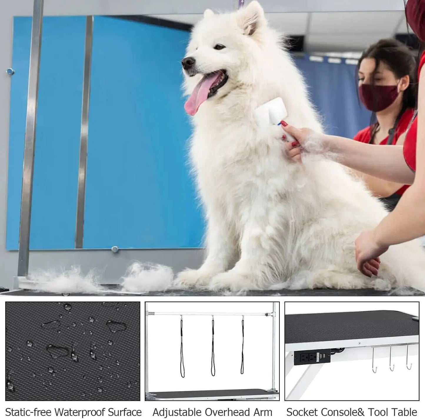 Electric Pet Grooming Table With Overhead Arm And 264 Lbs