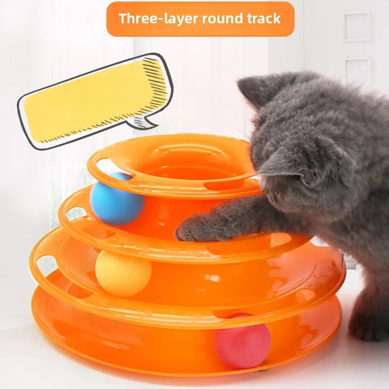 Cat Activity Tower With 4 Levels Track Tunnel Indoor Playhouse