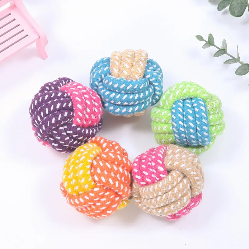 VZZ Interactive Cotton Rope Dog Ball Chew Toy Puppy