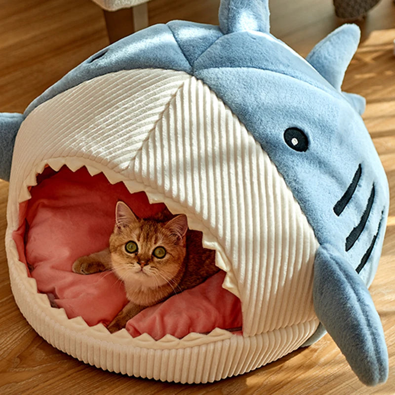 Enclosed Warm Cat Bed Portable Pet House With Cotton Cushion